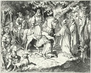 Liudolf, duc de Souabe, implorant le pardon de son père, Otton Ier d